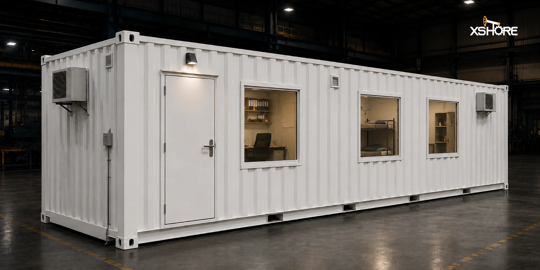 Modular accommodation and site office container unit for remote project locations