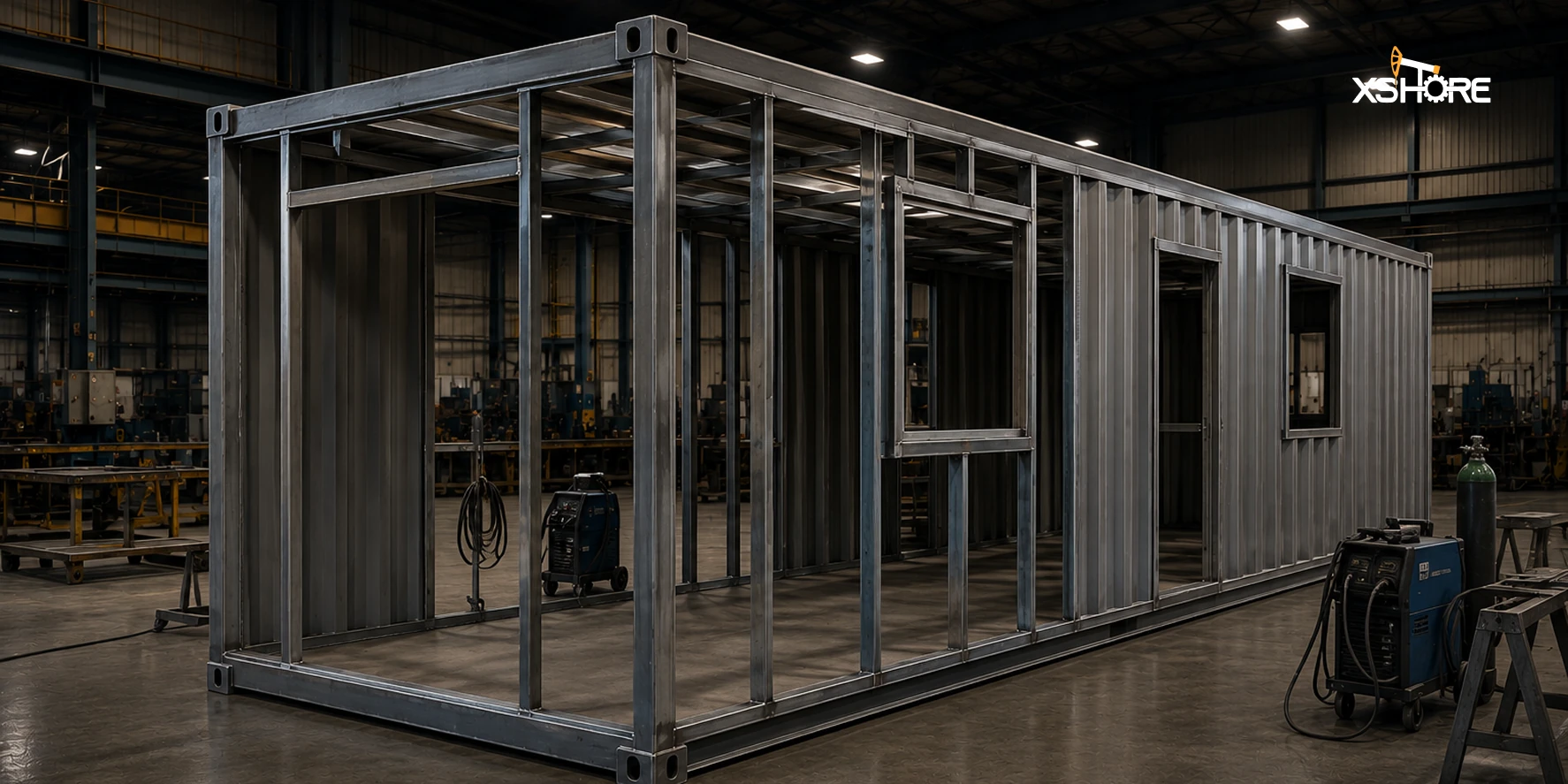 Custom container fabrication and structural steel module build