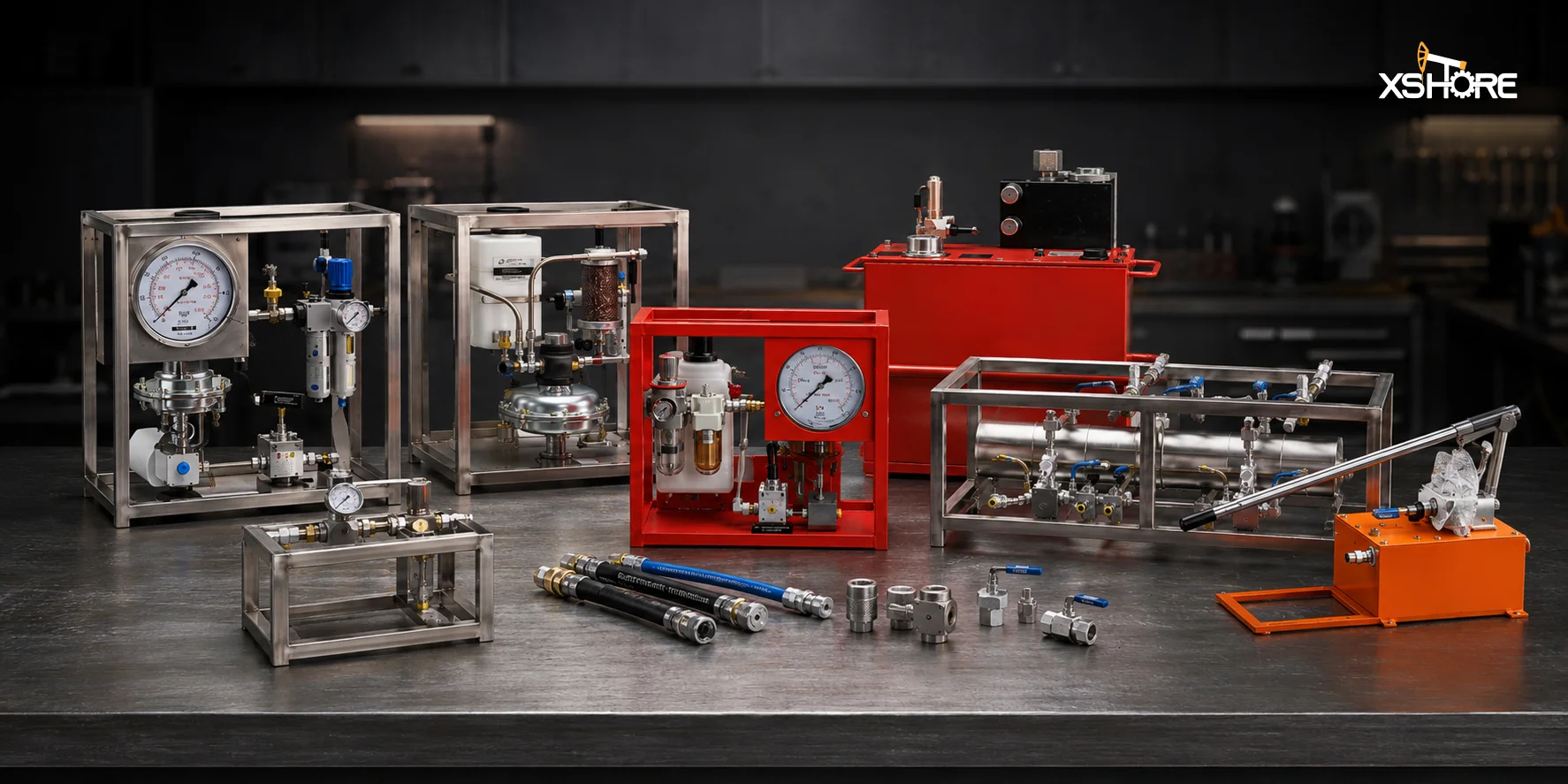 Hydro testing equipment rental units for industrial pressure testing