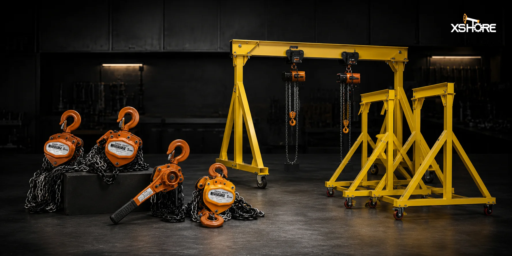 Mobile gantry lifting gear and chain hoist equipment